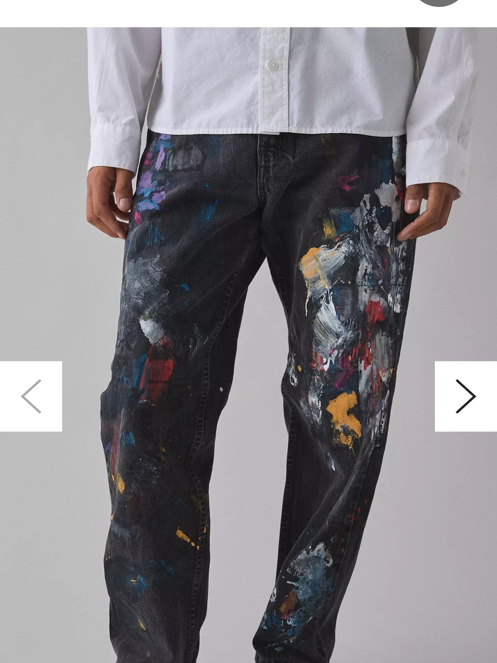 Urban Renewal Black Relaxed Jeans with Multicolor Paint Details